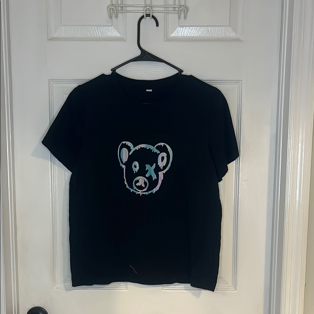 SHEIN Black Tee with Bear Graphic